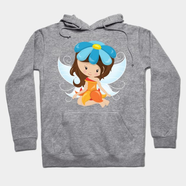 Cute Fairy, Magic Fairy, Brown Hair, Flowers Hoodie by Jelena Dunčević